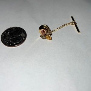 10 karat Tri toned black hills yellow rose and green gold tie, tack